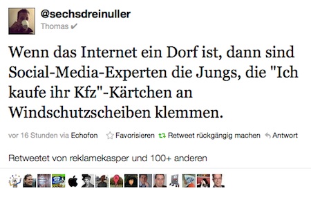 Zitat des Tages: sechsdreinuller. Quelle: http://twitter.com/#!/sechsdreinuller/status/143716561914572802