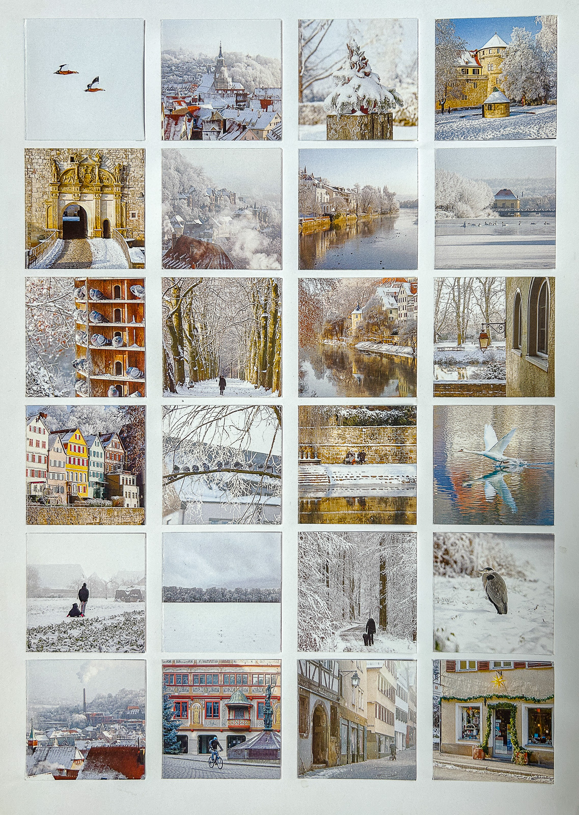 „Tübingen im Schnee“ | 2 x 24 Fotos mit Zitaten und Aphorismen | © www.schoenepostkarten.de