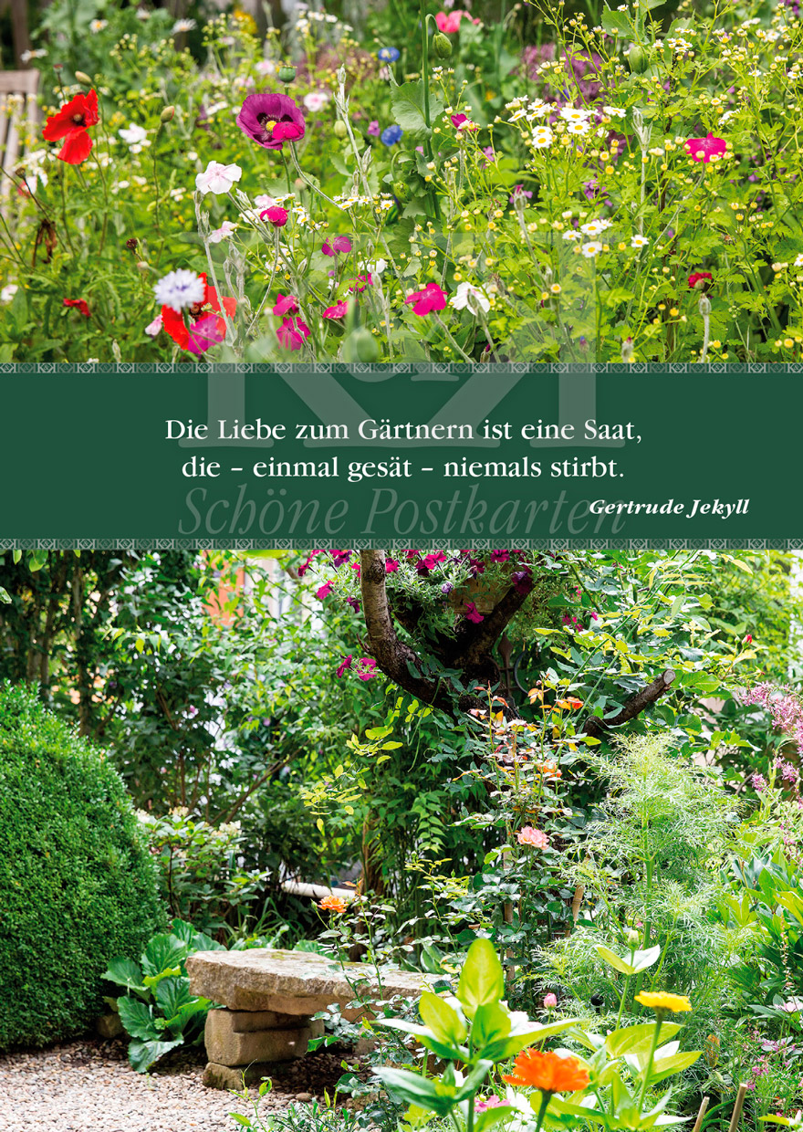 Schöne Postkarte Nr. 15 · Die Liebe zum Gärtnern · © Schöne Postkarten, Tübingen